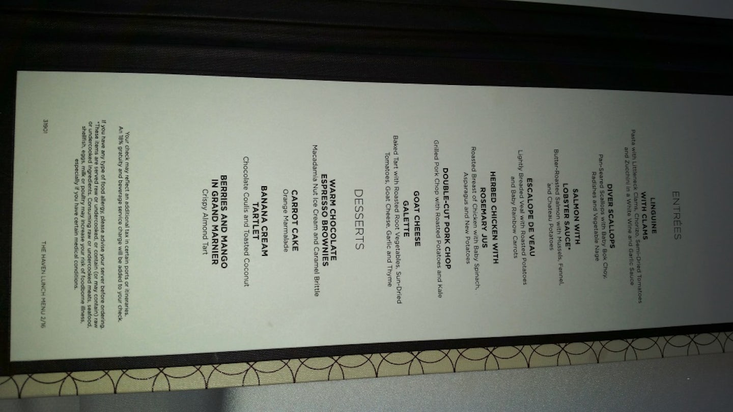 Haven dining room menu 4