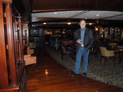 Hubby in one of the beautiful public rooms aboard the American Queen