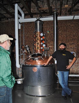 A tasting at the Charboneau Distillery, in Natchez, with Jean-Luc Charbonea