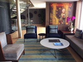 Comfortable seating and beautiful artwork in the lobby
