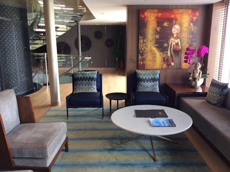 Comfortable seating and beautiful artwork in the lobby