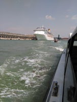 Picture form the water bus approaching the ship in Venice