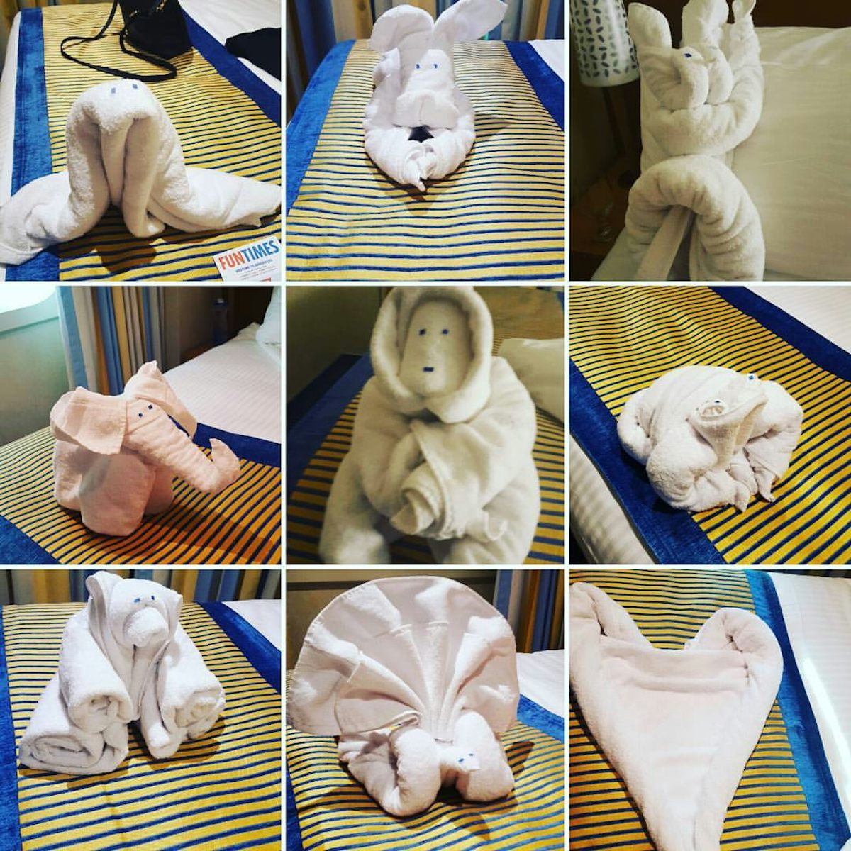 Towel animals in the cabin
