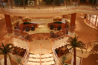 looking down from deck seven into the atrium.