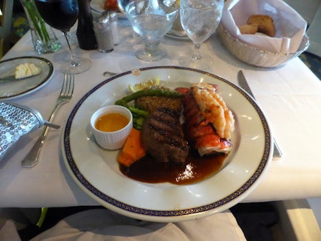 Here's my Surf & Turf Dinner plate in the MDR on a Gala Night.