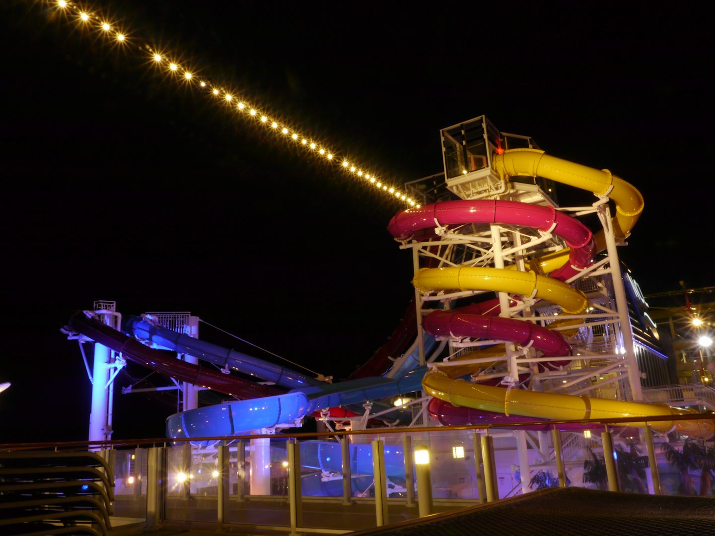 The water slides at night