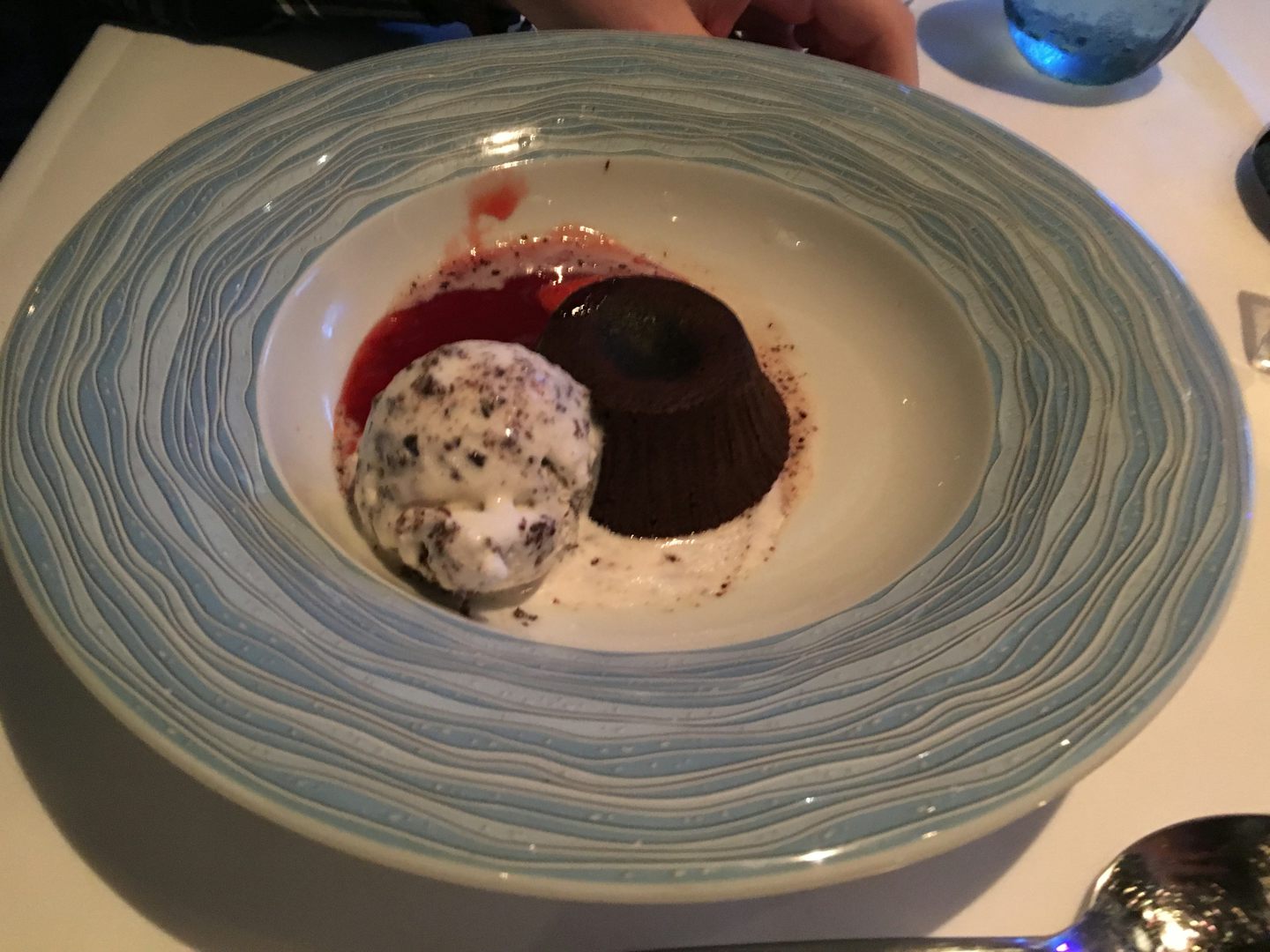 Lava cake in the Manhattan room (this was overcooked - did not ooze out whe