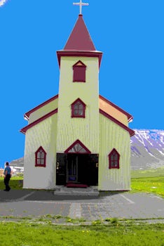 Local Church near Isafjordur - Shore excursion - An Insight into Isafjordur - slightly "photshopped" the sky)