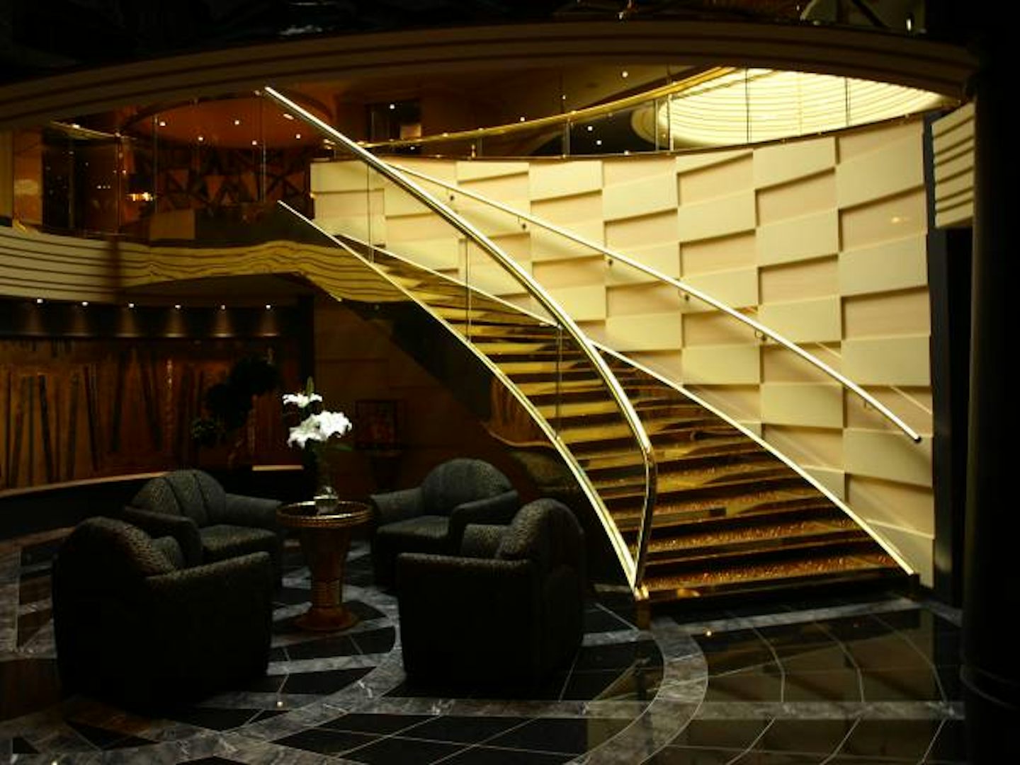 Yacht Club Concierge gold Swarovski staircase