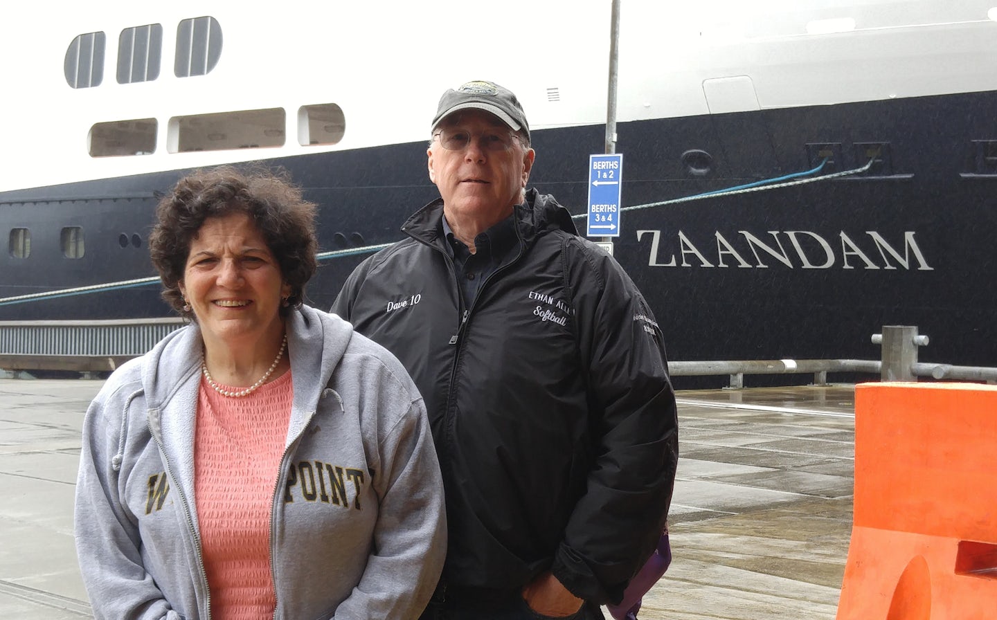 My husband & I in front of our ship, the Zaandam on our first port of call, Ketchikan.