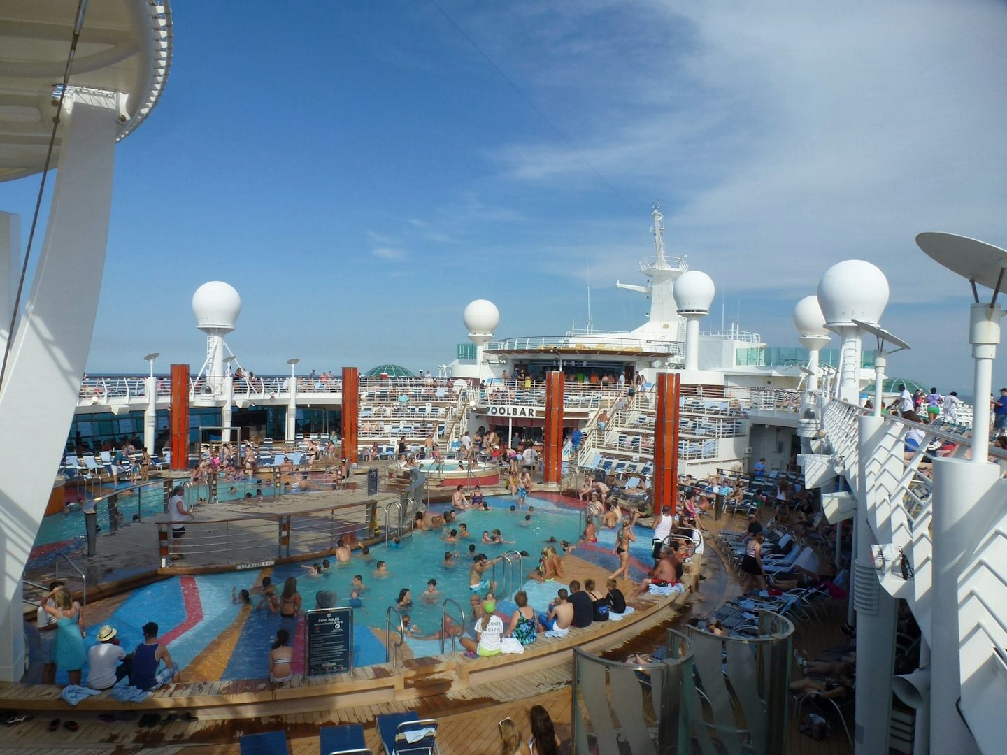 Pool , often very busy ,  hard to get a sun lounger went at sea