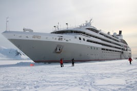 Passengers were able to disembark directly onto the sea ice for Champagne on Ice in Hanusse Bay.