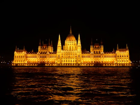 A nighttime cruise to see the evening sights in Budapest.  What a beautiful