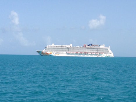 The ship from one of the Tenders in Belize
