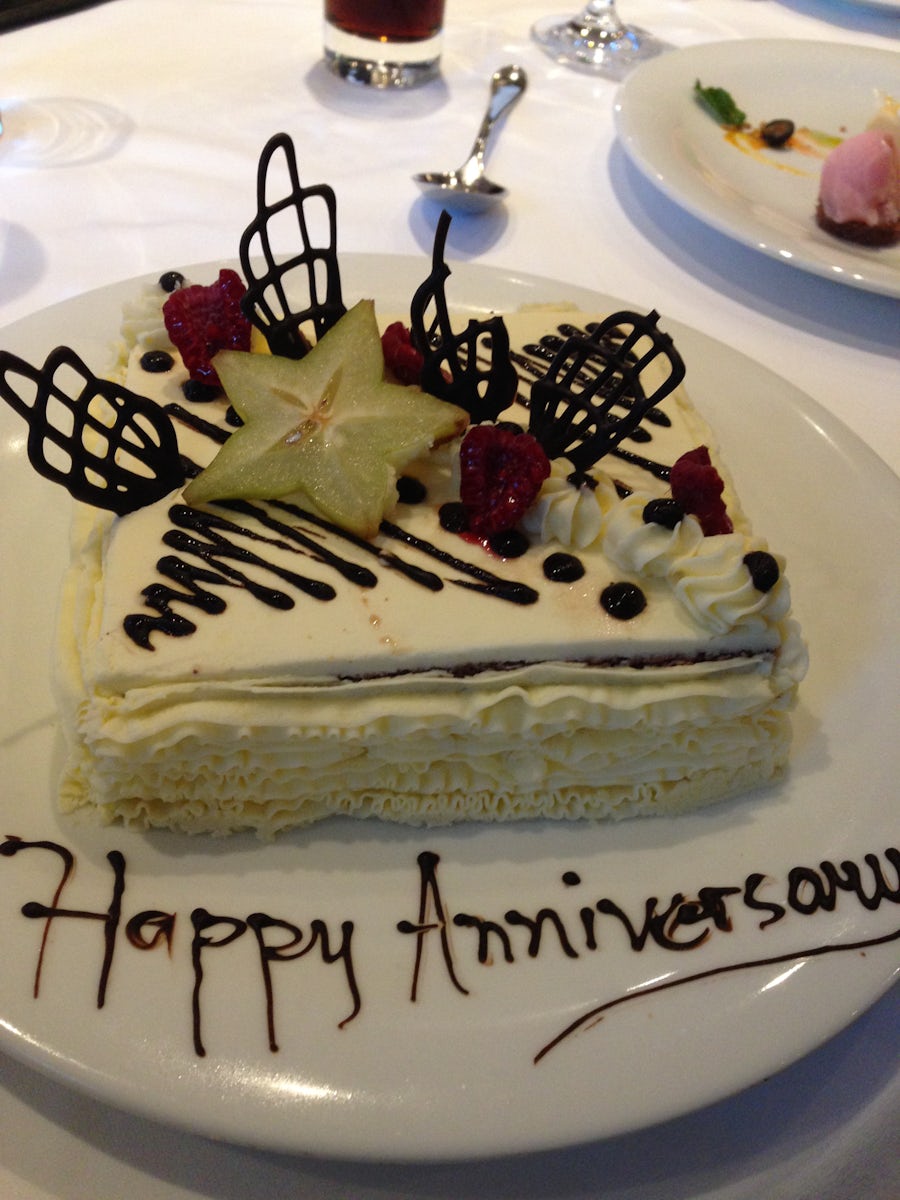 This was an anniversary trip and they brought this beautiful, scrumsious cake