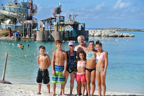 Grandkids and Pupie at Castaway Cay.