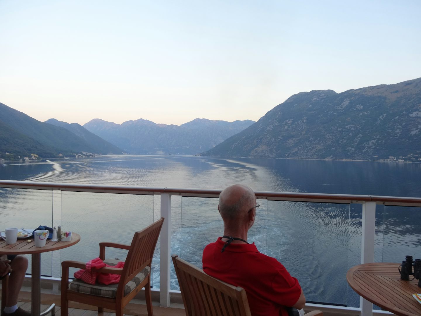 Breakfast while sailing into Kotor, Montenegro, our favorite port of call.