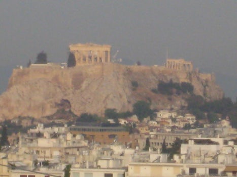 Acropolis view from our Athens, Greece Hilton Hotel.