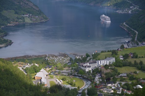 Looking down on the Viking Sea from high above Geiranger Fjord.