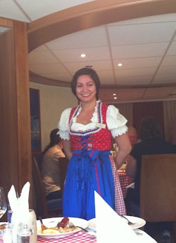 Our lovely server, Connie, on Austrian theme night. Always smiling and gracious