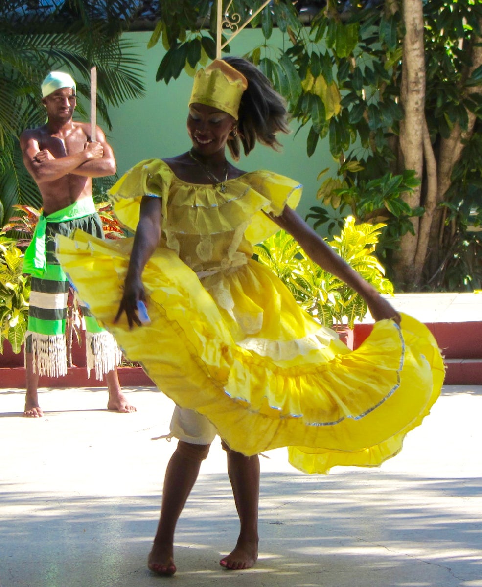 Cuban girl dancing at a cultural center in Santiago de Cuba.