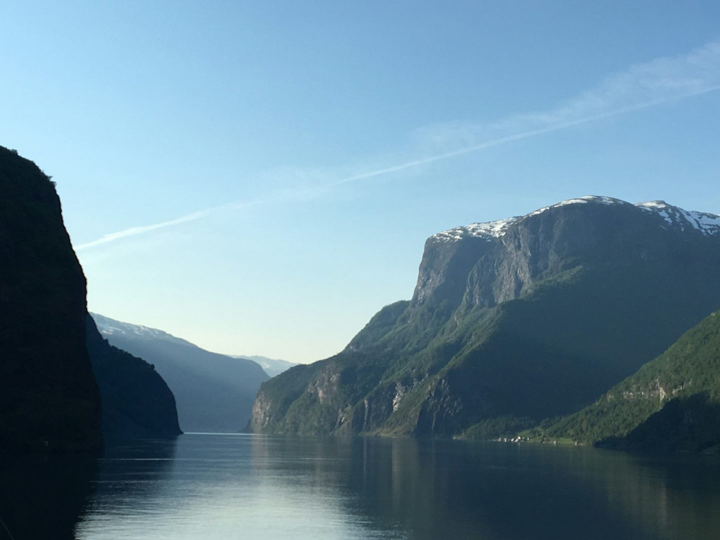 Early morning on a fjord heading to Flam, Norway