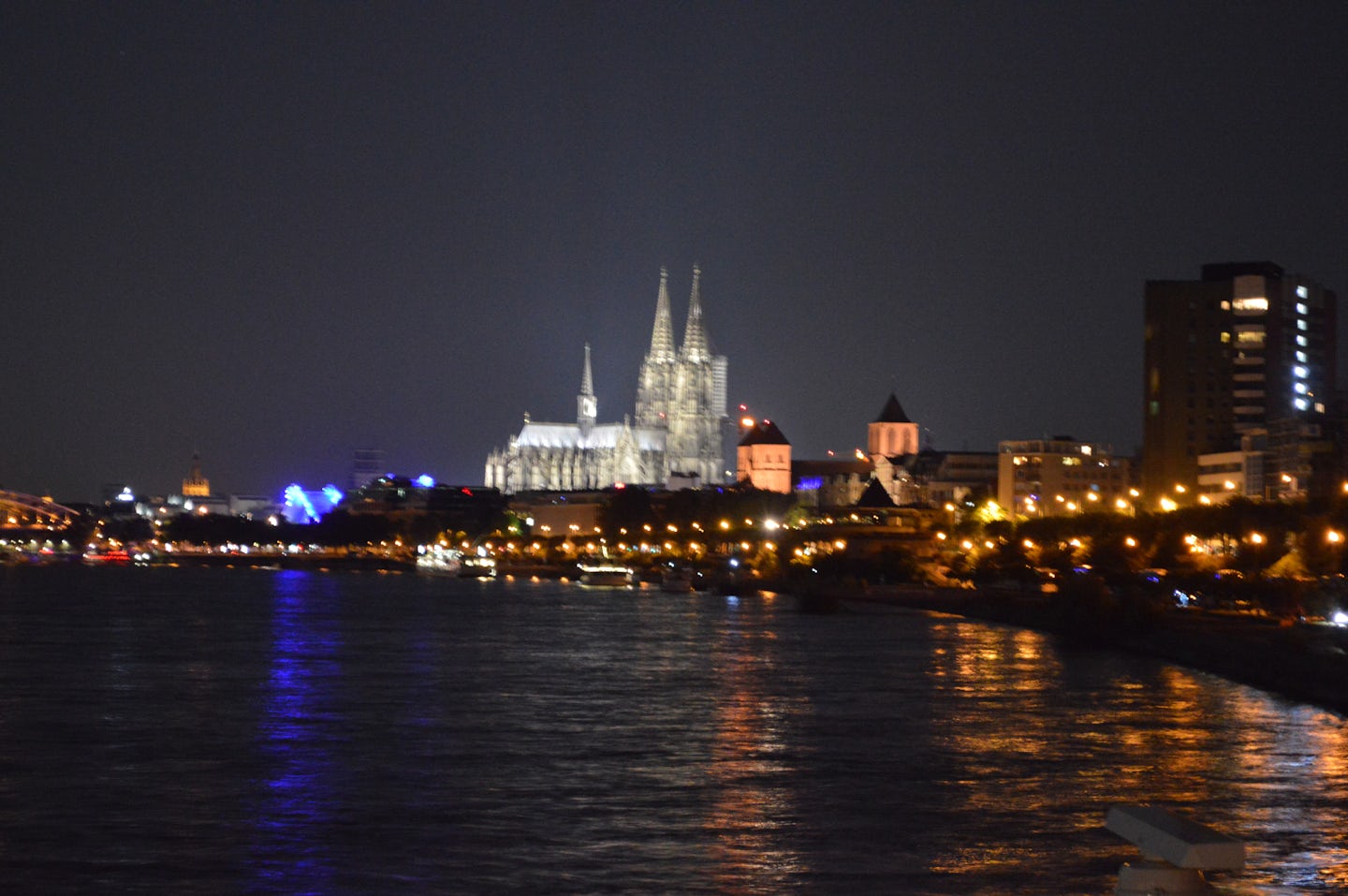 Cologne at night, from Sun/Moon deck.
 full moon and champagne,(not pictur
