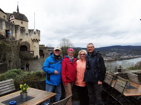 Touring Marksburg Castle on a blustery day.
