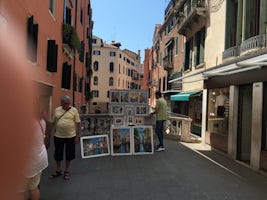 Artists display on one of the many bridges in Venice