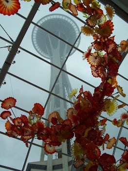 Seattle Space Needle view from Chihuly Garden  Glass Attraction