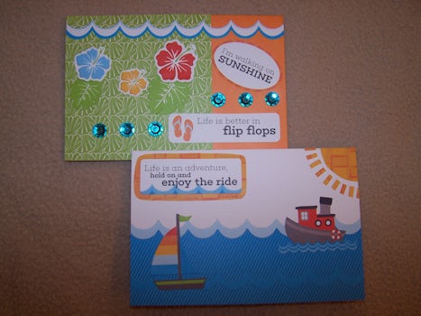 The results of one of the arts and crafts activities, my 2 cards