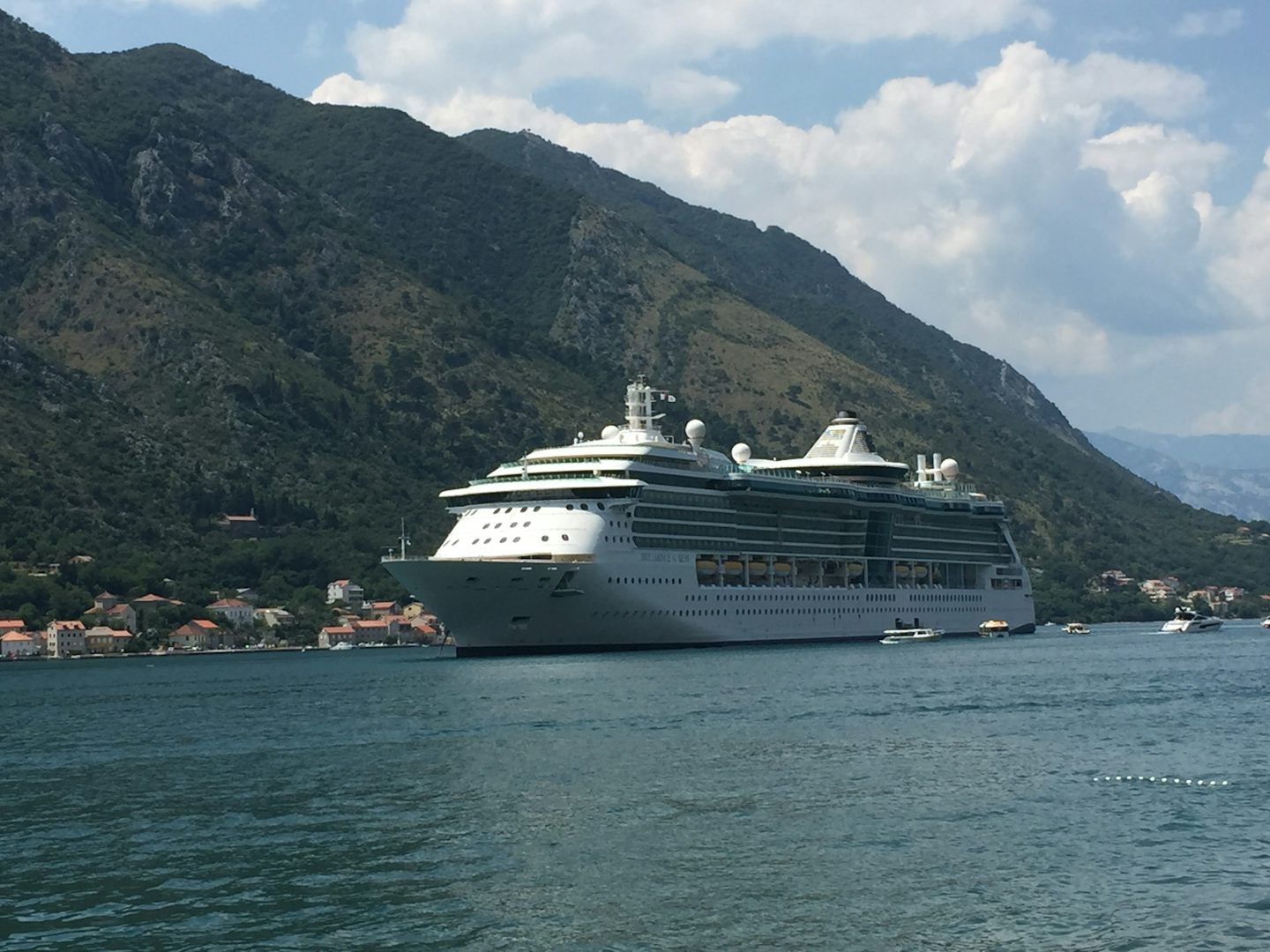 Brilliance of the Seas at anchor in Kotor, Montenegro