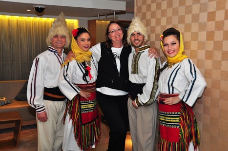 Serbian dancers/entertainers on board taking time to pose with me