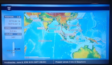 This is the screen in the stateroom showing travel details