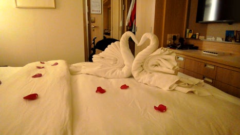 It was our anniversary and after the staff brought us a cake and sang let me call you sweetheart, we went to out room and this is what they had done. So romantic!
