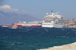 Silver Spirt at anchor at Mykonos
