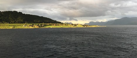 Sun going down on coast of Norway