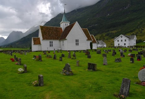 Olden, Norway church and graveyard