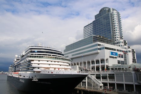 Here is the Nieuw Amsterdam at the Canada Place dock. In the background is
