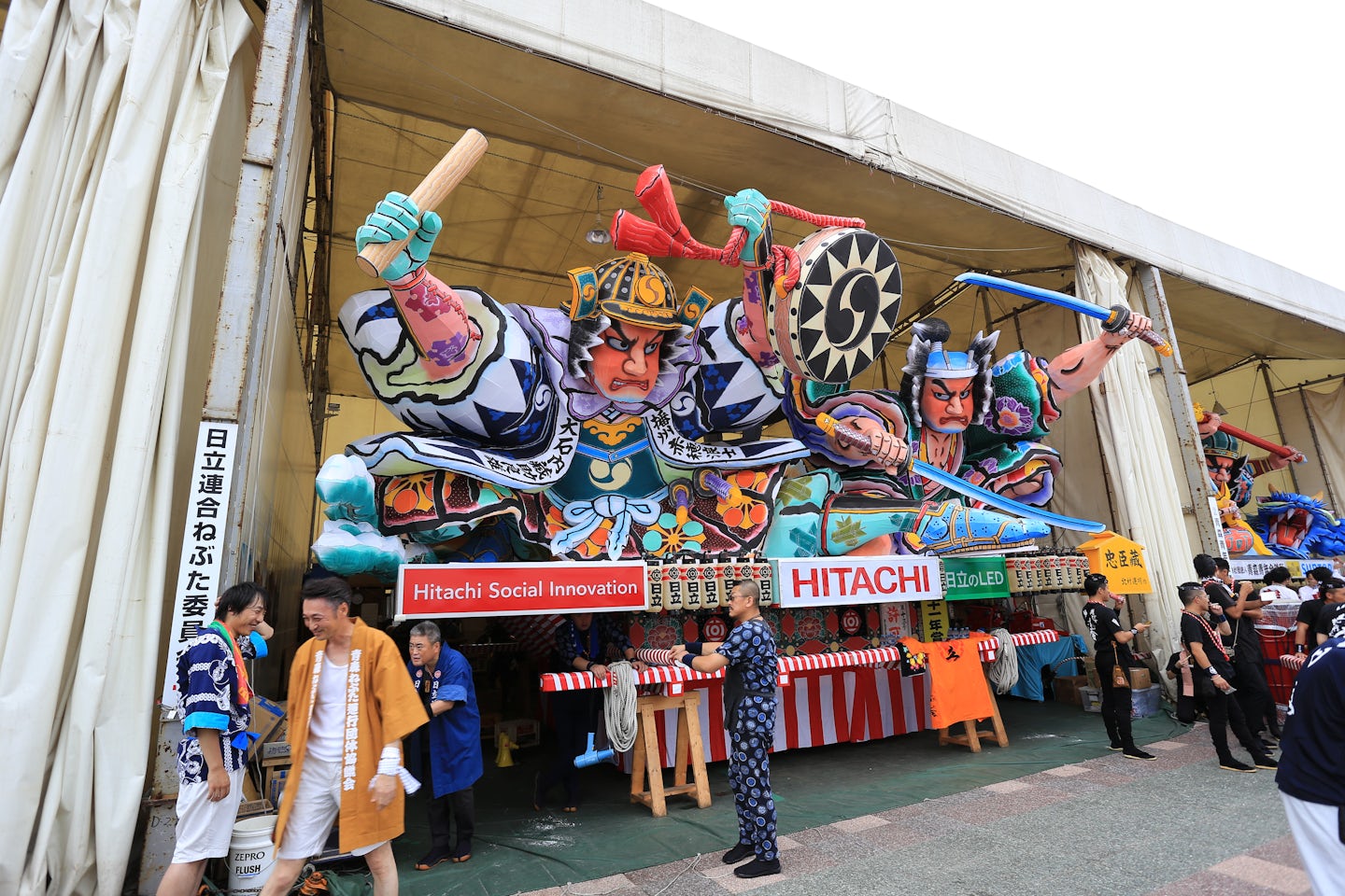 Nebuta Parade floats for the evening festival in Aomori