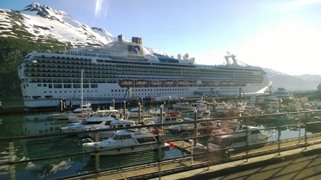 This is the Island Princess just after we disembarked in Whittier.  Land to