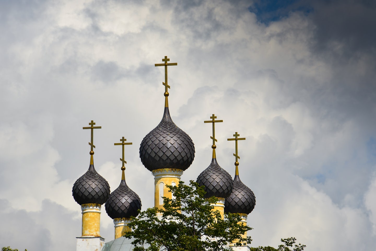 The spires of the Church of St, Dimitri of the Spilled Blood in Uglich.