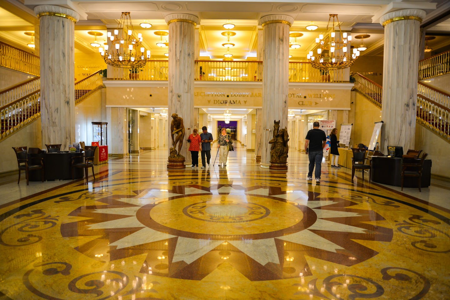 The lobby of the palatial place known as the Radisson Royal in Moscow,