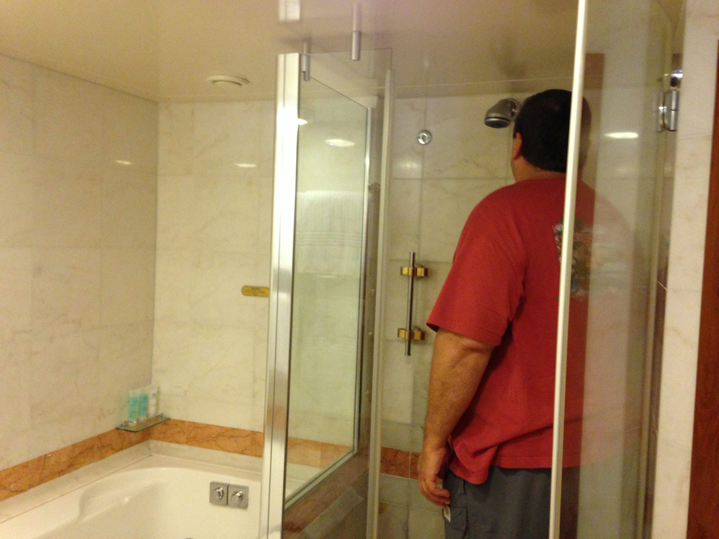 So surprised to see a full size jetted tub and large shower.