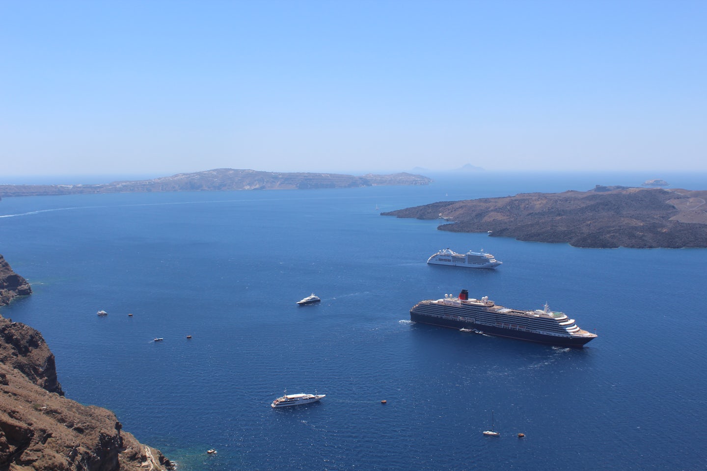 View of the ship from Santorini