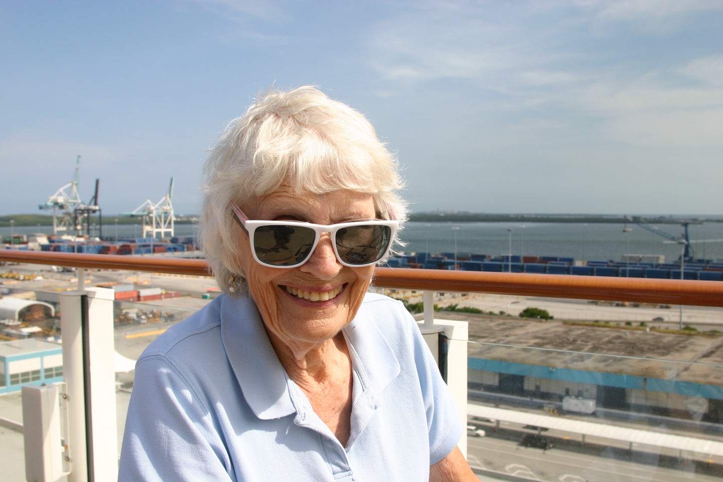 My mother relaxing on Spice H2O during departure from Miami
