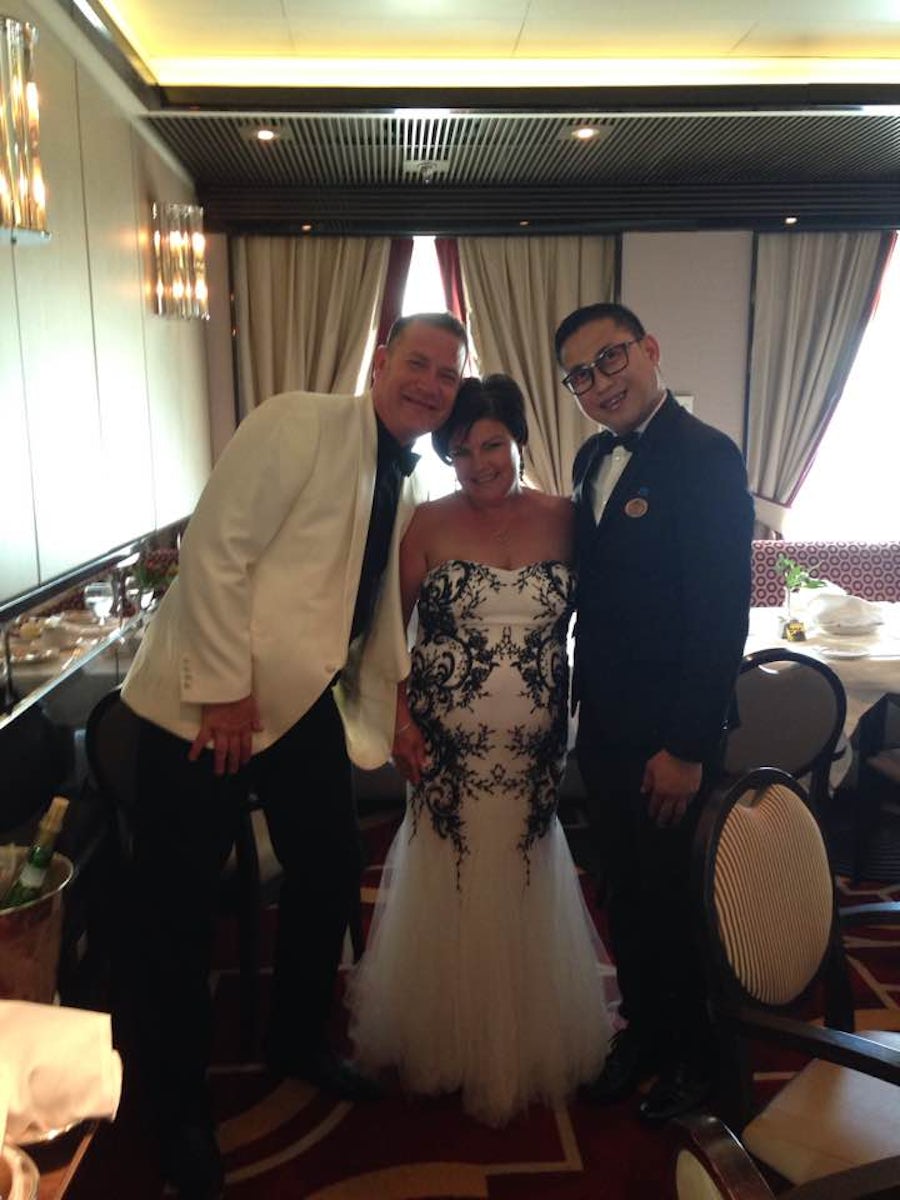 This is me and my lovely husband Jason with one of our waiters Dan.  Dan wa