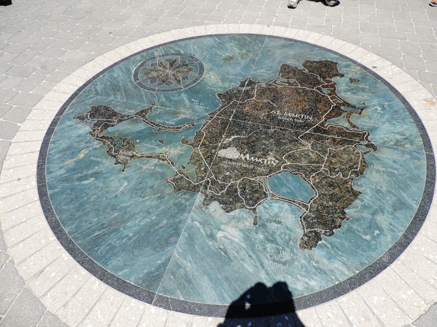 Marble and granite ground map of St-Maarten