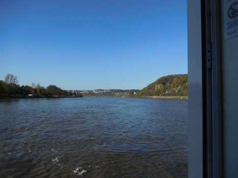 View of the Mosel and Rhine Rivers from our cabin.
