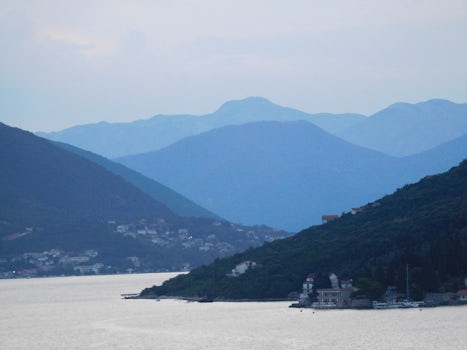From our balcony, sailing into Kotor.